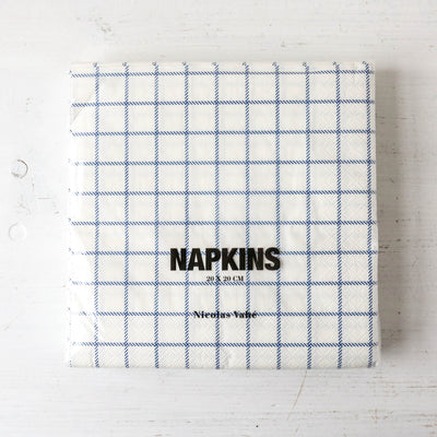 Pack of Paper Napkins - Blue Check