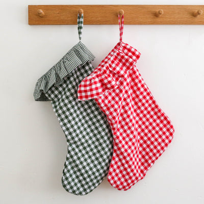 Handmade Christmas Stocking - Festive Red Gingham
