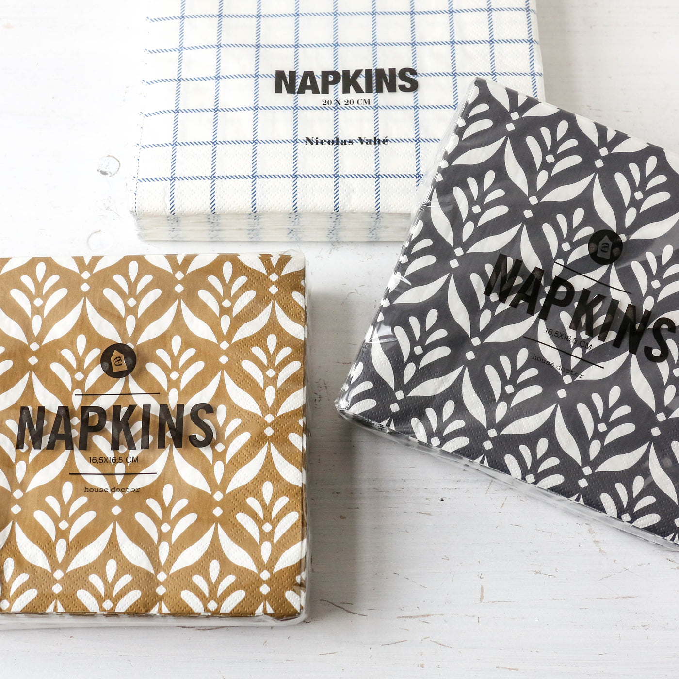 Pack of Paper Napkins - Blue Check