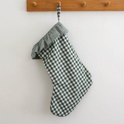 Handmade Christmas Stocking - Festive Green Gingham