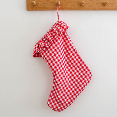 Handmade Christmas Stocking - Festive Red Gingham