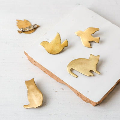 Brass Bird Brooch - Pigeon