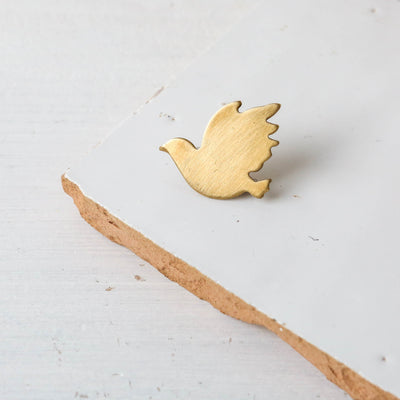 Brass Bird Brooch - Thrush