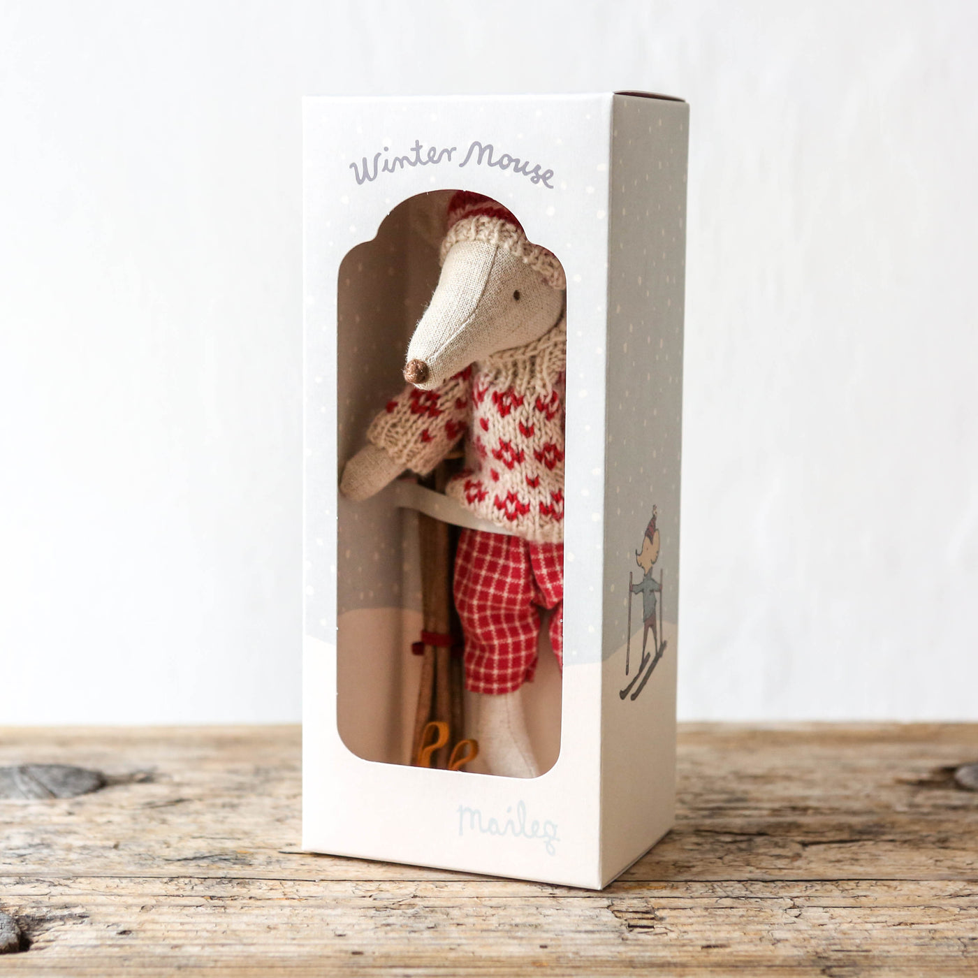NEW Winter Mice With Ski Set & Hat - Mum Mouse Red
