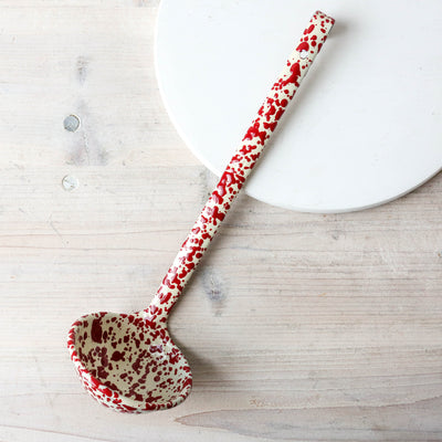 Splatter Enamel Ladle - Burgundy and Cream