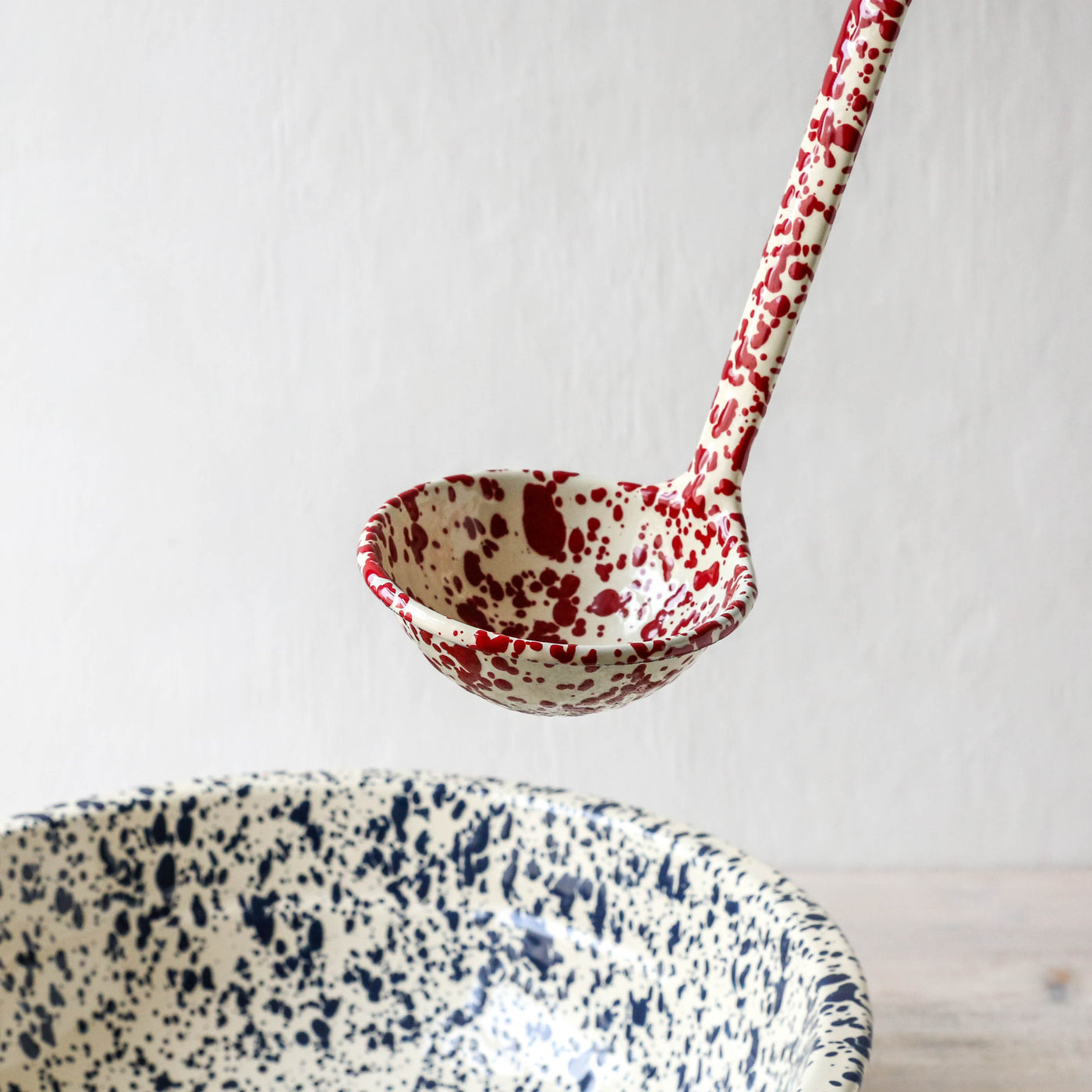 Splatter Enamel Ladle - Burgundy and Cream