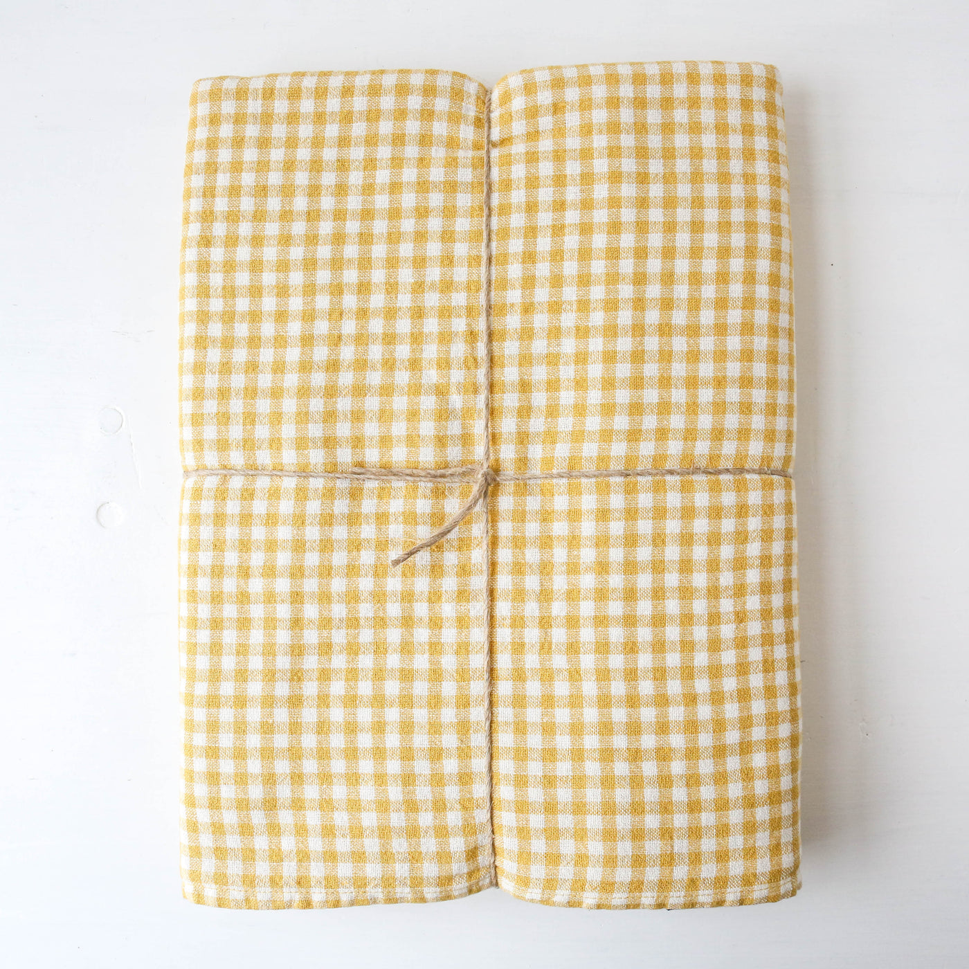 Linen Cotton Tablecloth - Lemon Gingham 160x250cm