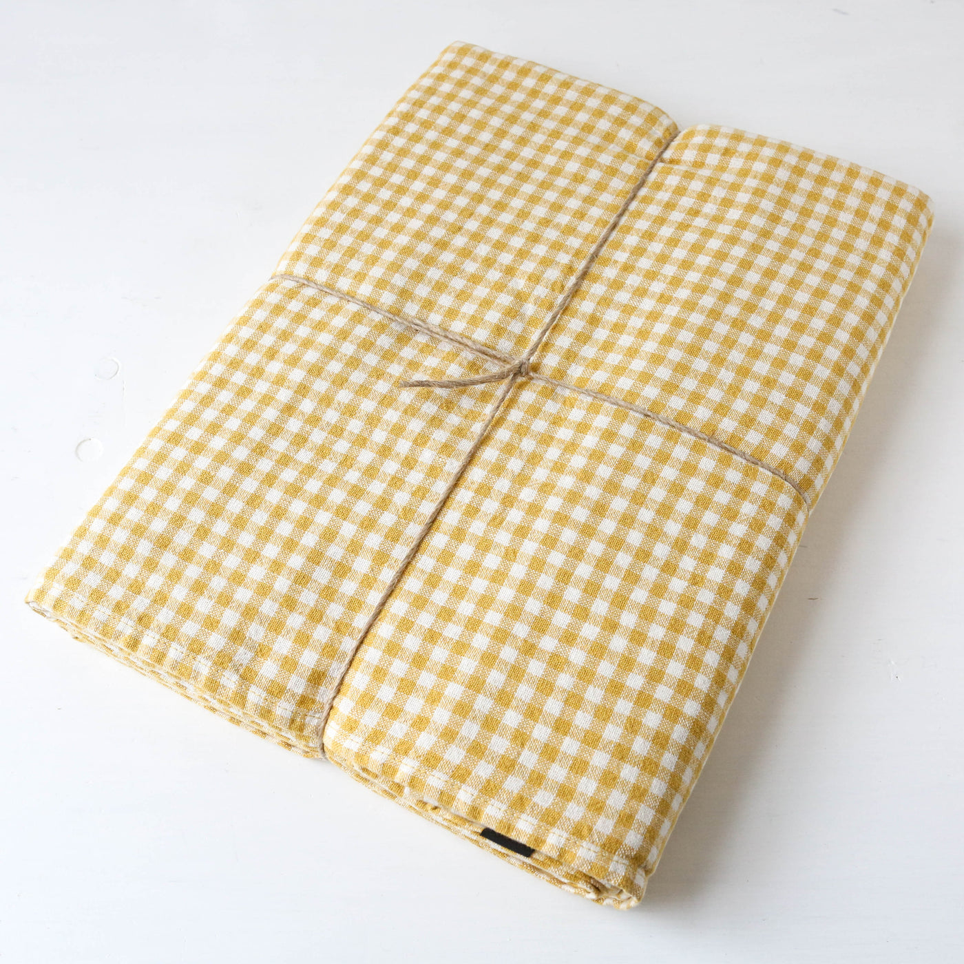 Linen Cotton Tablecloth - Lemon Gingham 160x250cm