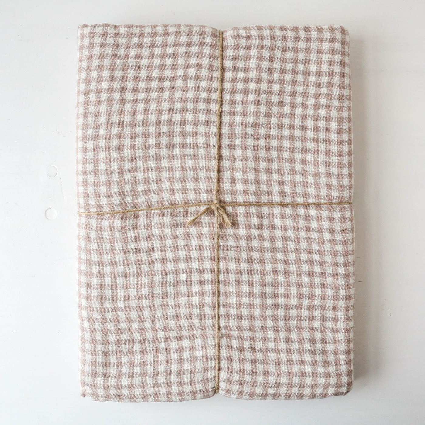 Linen Cotton Tablecloth - Pink Gingham 160x250cm