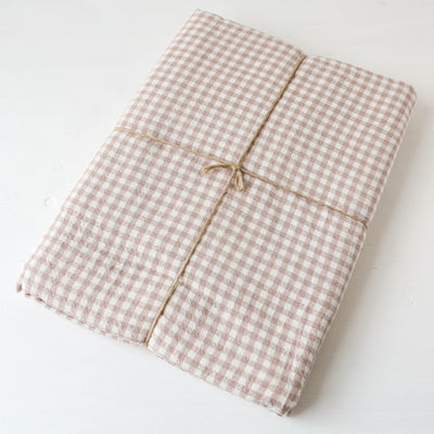 Linen Cotton Tablecloth - Pink Gingham 160x250cm