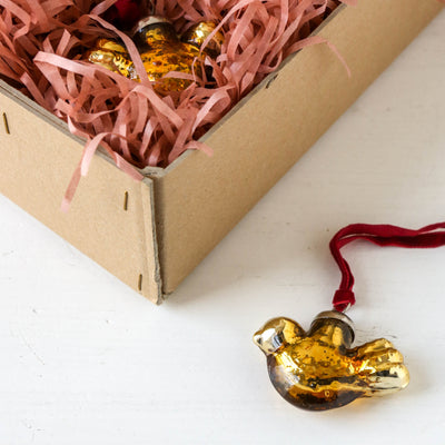 6cm Gold Bird Glass Bauble