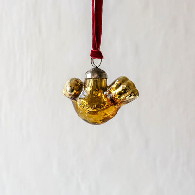 6cm Gold Bird Glass Bauble