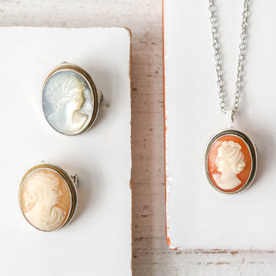 Classic Vintage Cameo Brooch/Necklace - Batch C