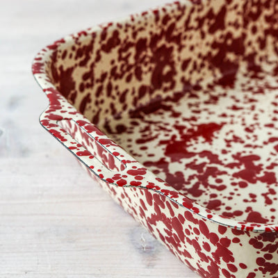 Splatter Enamel Lasagne Pan - Burgundy and Cream