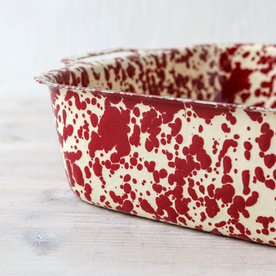 Splatter Enamel Lasagne Pan - Burgundy and Cream