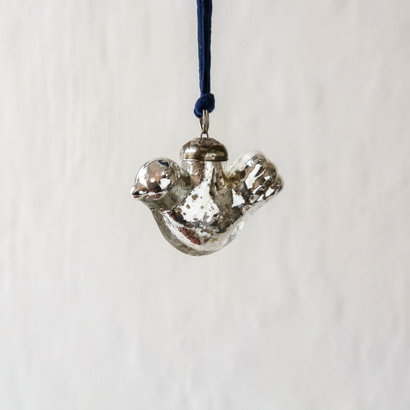 6cm Silver Bird Glass Bauble