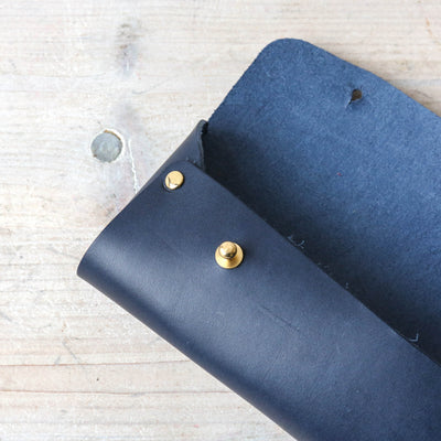 Luxury Leather Pencil Case - Blue