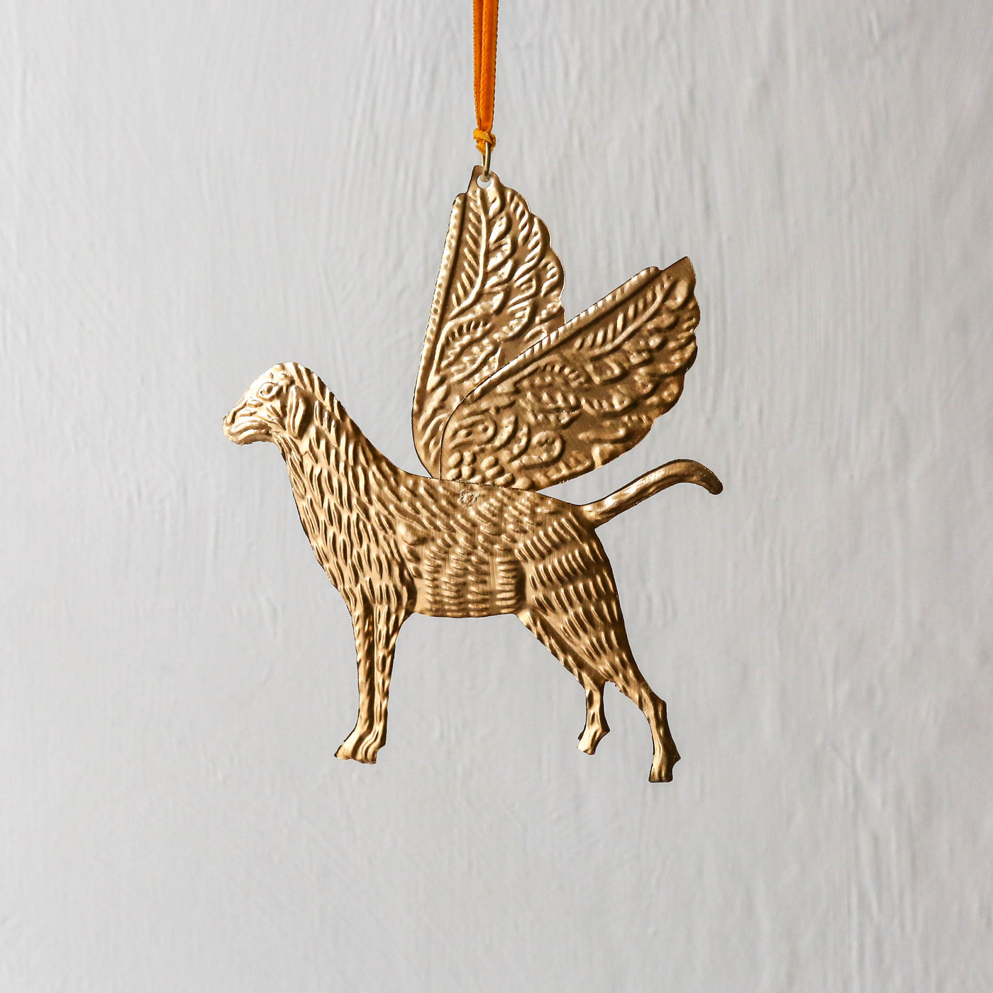 Angel Dog Decoration - Pressed Antique Brass