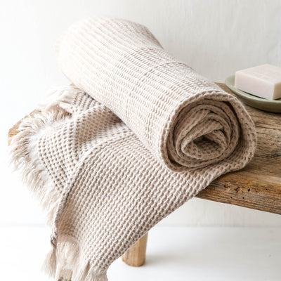 Waffle Cotton Bath Towel - Cream