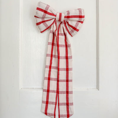 Large Ruby Deco Fabric Bow - Red