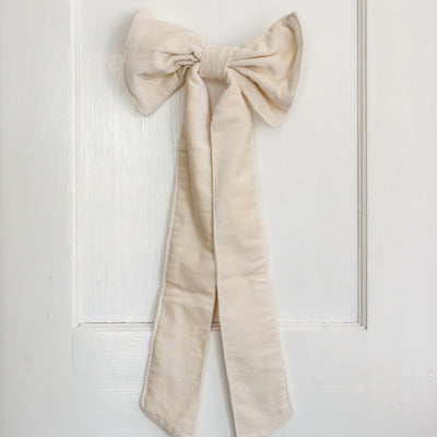 Large Ruby Deco Fabric Bow - Off White