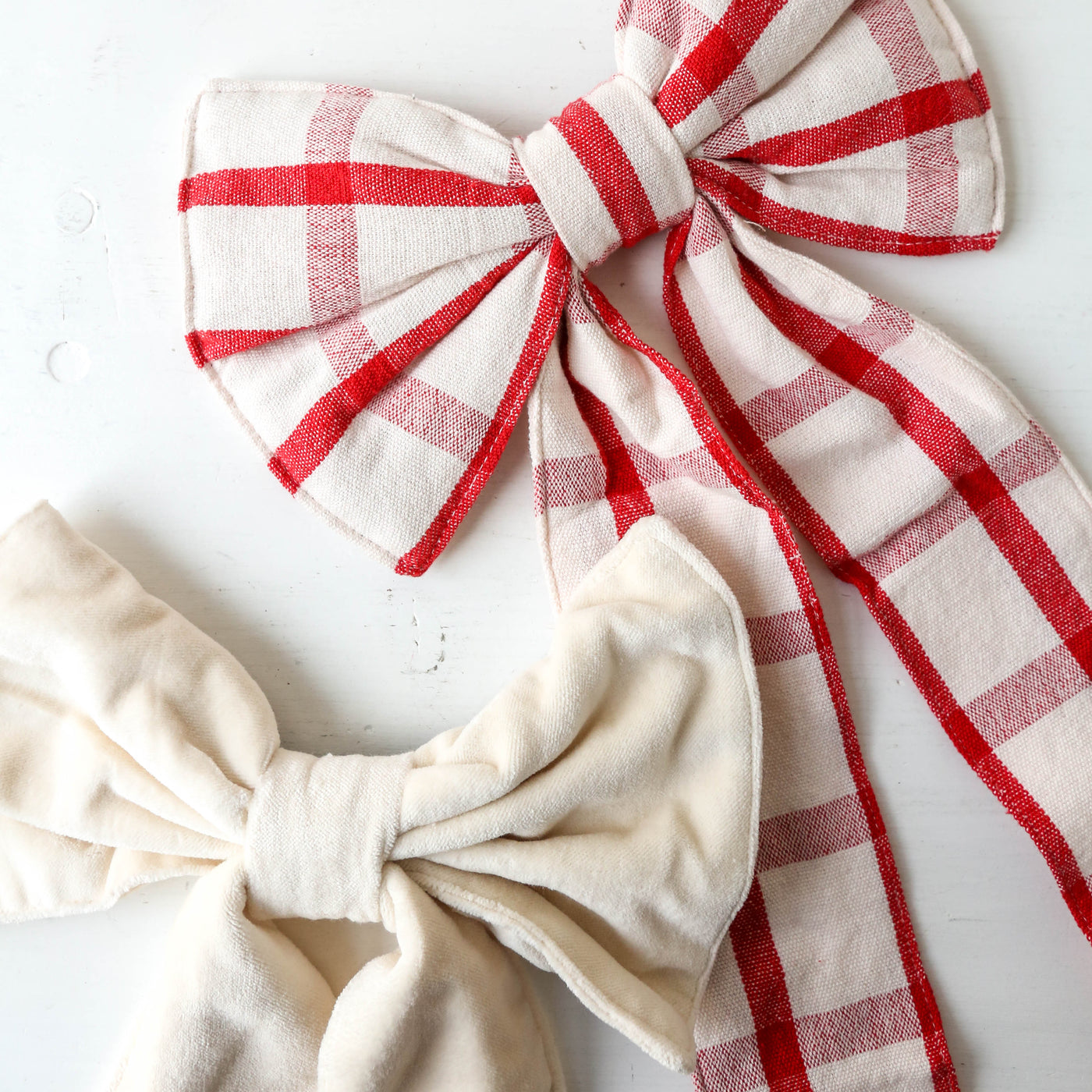 Large Ruby Deco Fabric Bow - Red