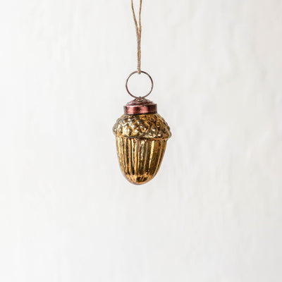 5cm Glass Acorn Decoration - Antique Gold
