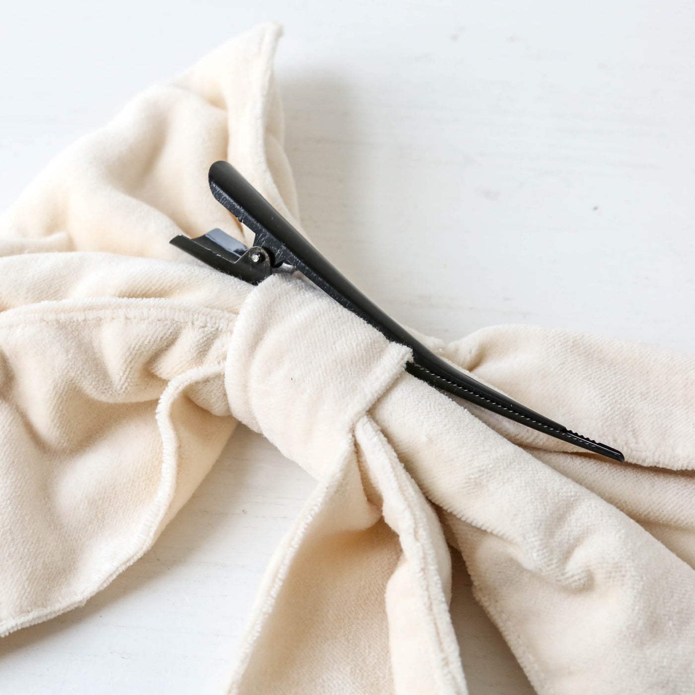 Large Ruby Deco Fabric Bow - Off White