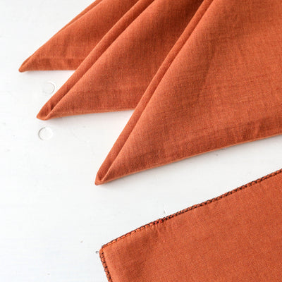 Set of Four Washed Linen & Cotton Napkins - Brick