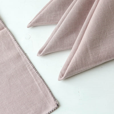 Set of Four Washed Linen & Cotton Napkins - Pink