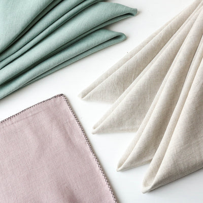 Set of Four Washed Linen & Cotton Napkins - Pink