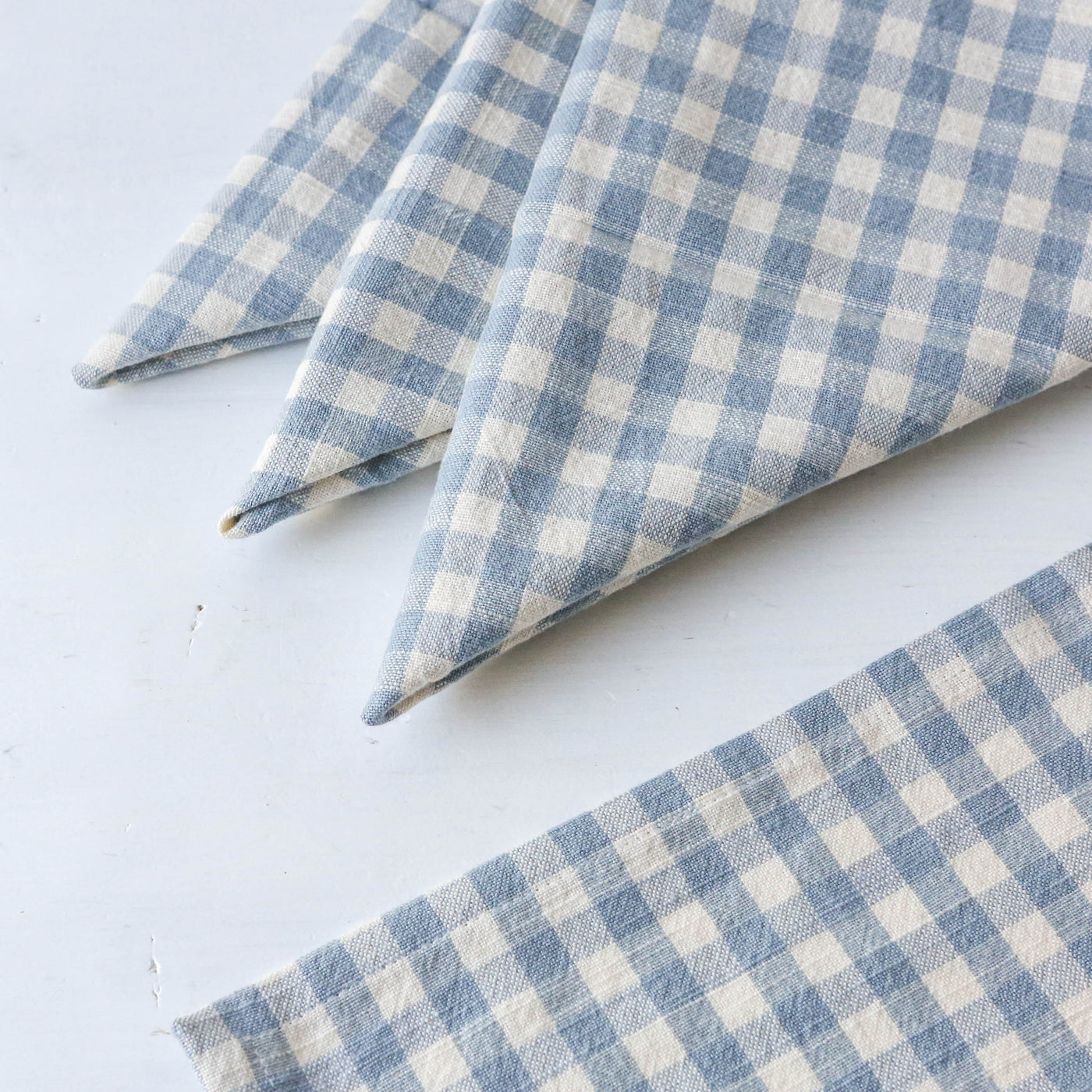 Set of Four Cotton Napkins - Blue Gingham