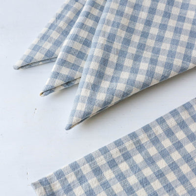 Set of Four Cotton Napkins - Blue Gingham