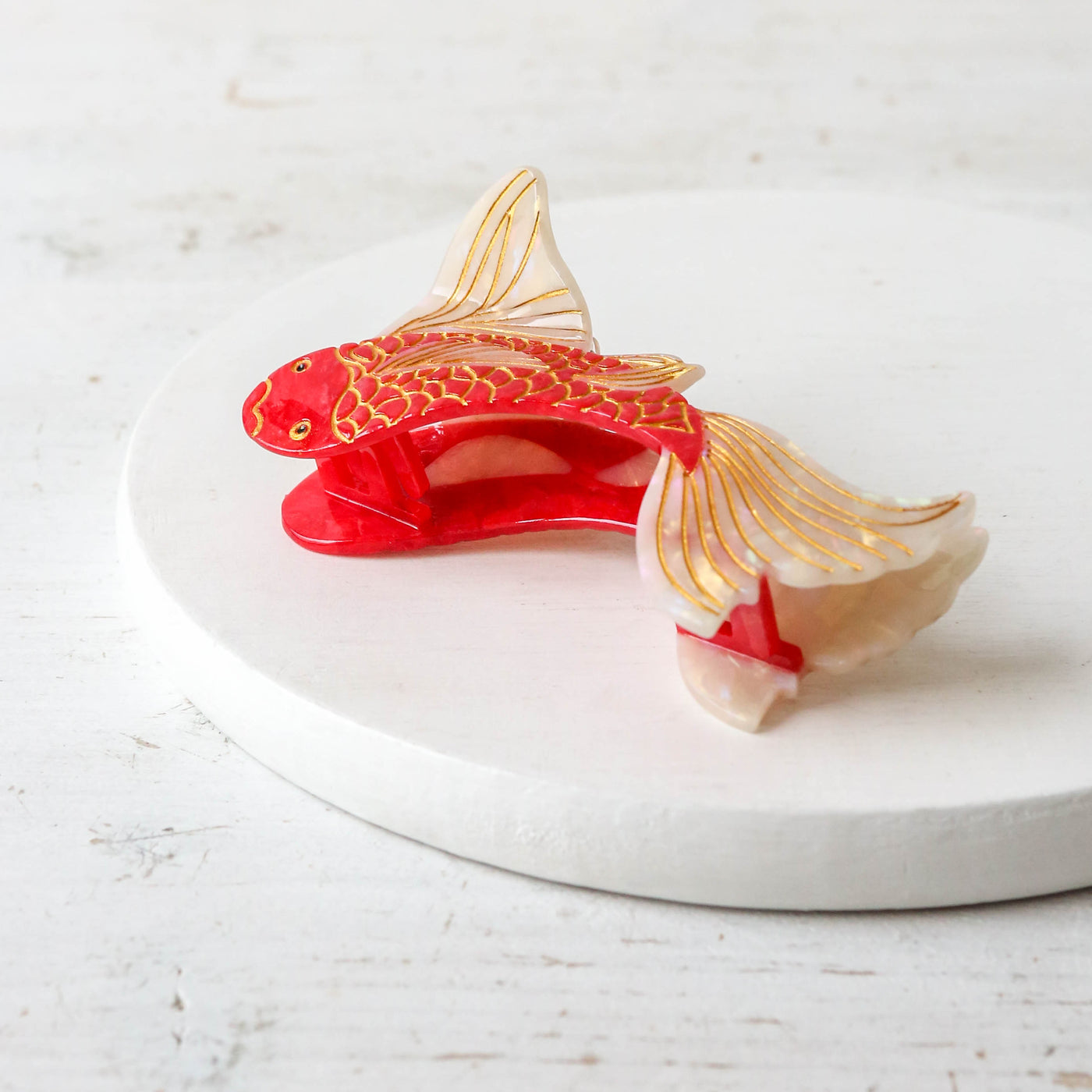 Hand Painted Cellulose Hair Claw - Koi Fish