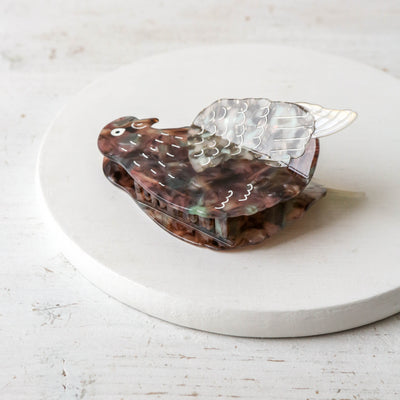 Hand Painted Cellulose Hair Claw - Pigeon