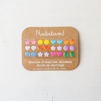 12 Pairs of Self Adhesive Earrings - Jewel Finish