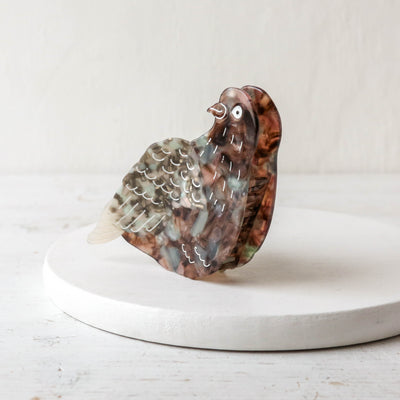 Hand Painted Cellulose Hair Claw - Pigeon