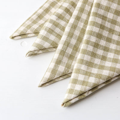 Set of Four Cotton Napkins - Olive Gingham