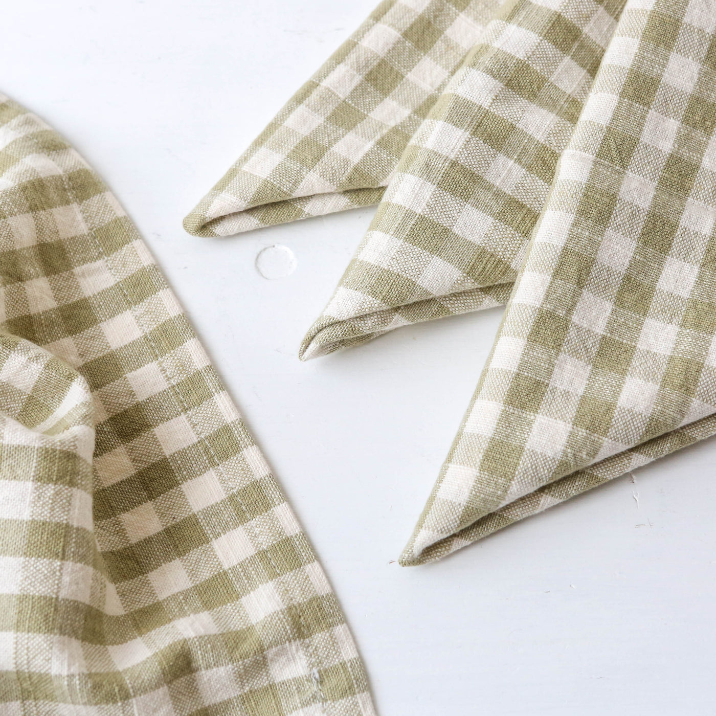 Set of Four Cotton Napkins - Olive Gingham