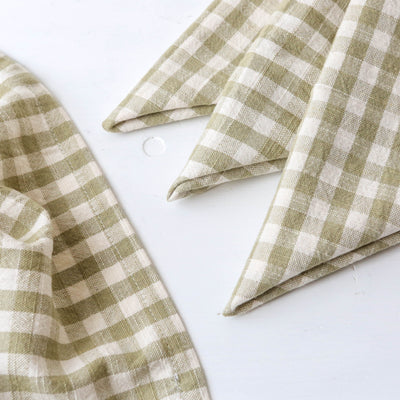 Set of Four Cotton Napkins - Olive Gingham
