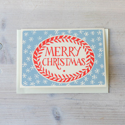 Pack of 10 Merry Christmas Cards - Red & Blue