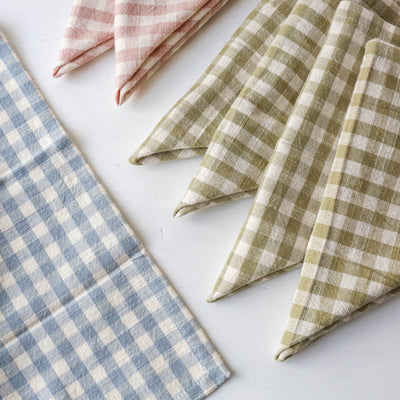 Set of Four Cotton Napkins - Blue Gingham