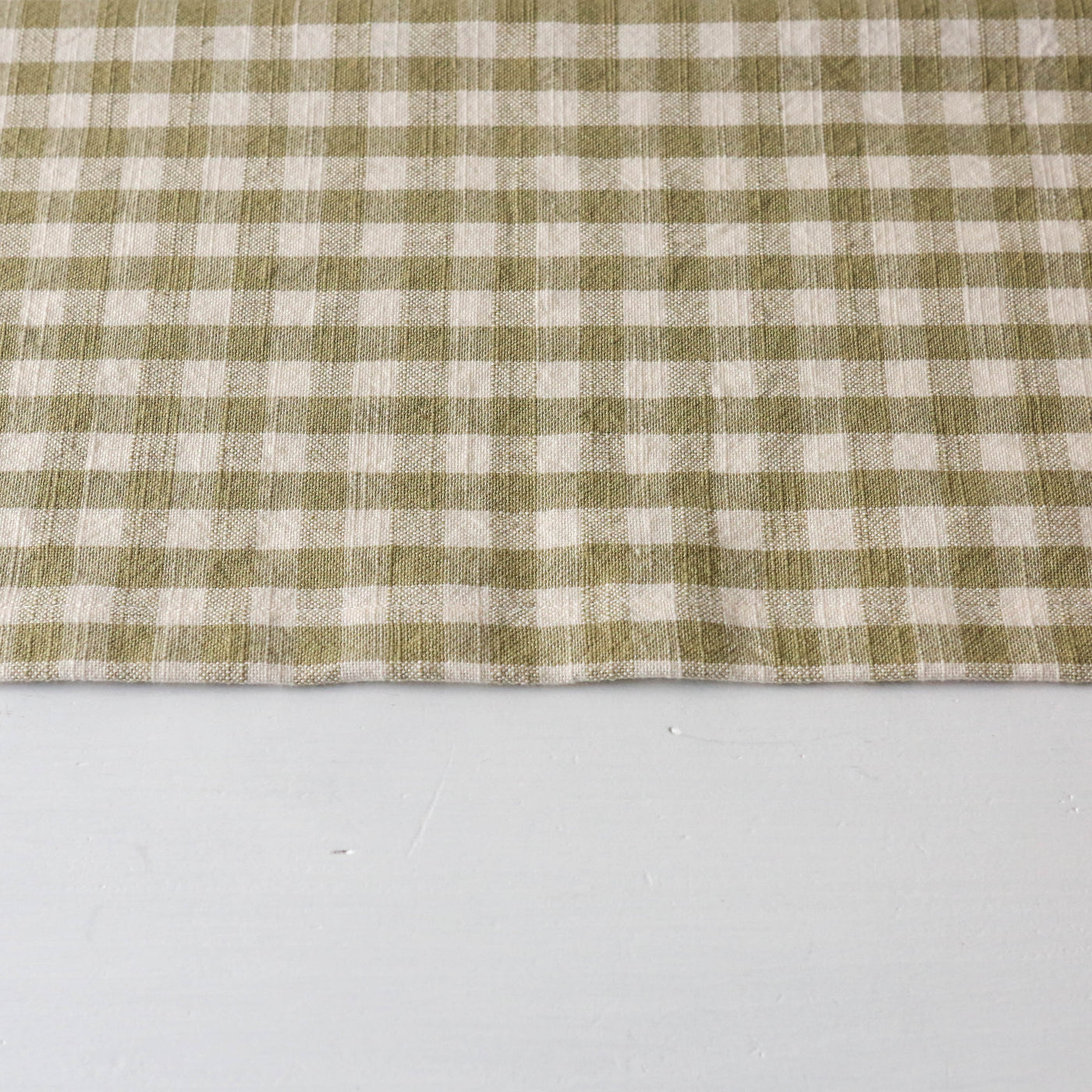 Cotton Table Runner - Olive Gingham