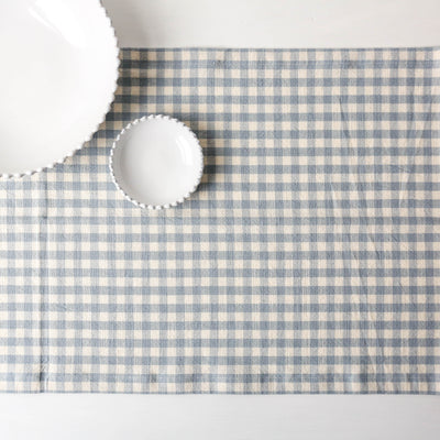 Cotton Table Runner - Blue Gingham