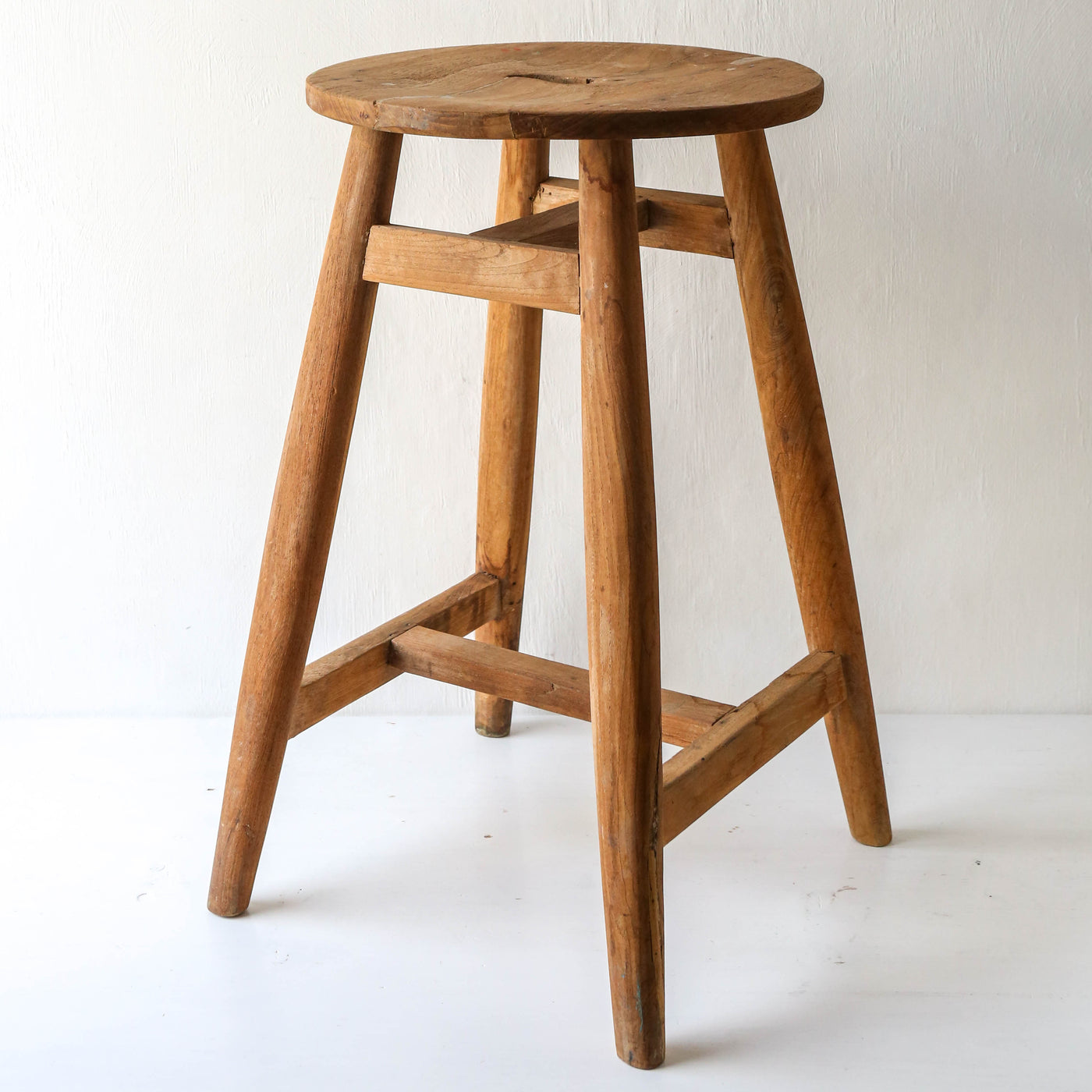Round Teak Rustic Wooden Stool - LOCAL PICK UP ONLY