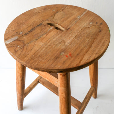 Round Teak Rustic Wooden Stool - LOCAL PICK UP ONLY