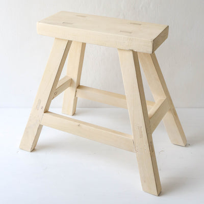 Bleached Rustic Wooden Stool - LOCAL PICK UP ONLY
