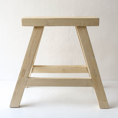 Bleached Rustic Wooden Stool - LOCAL PICK UP ONLY