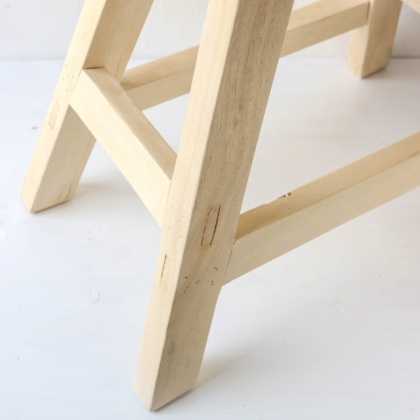Bleached Rustic Wooden Stool - LOCAL PICK UP ONLY