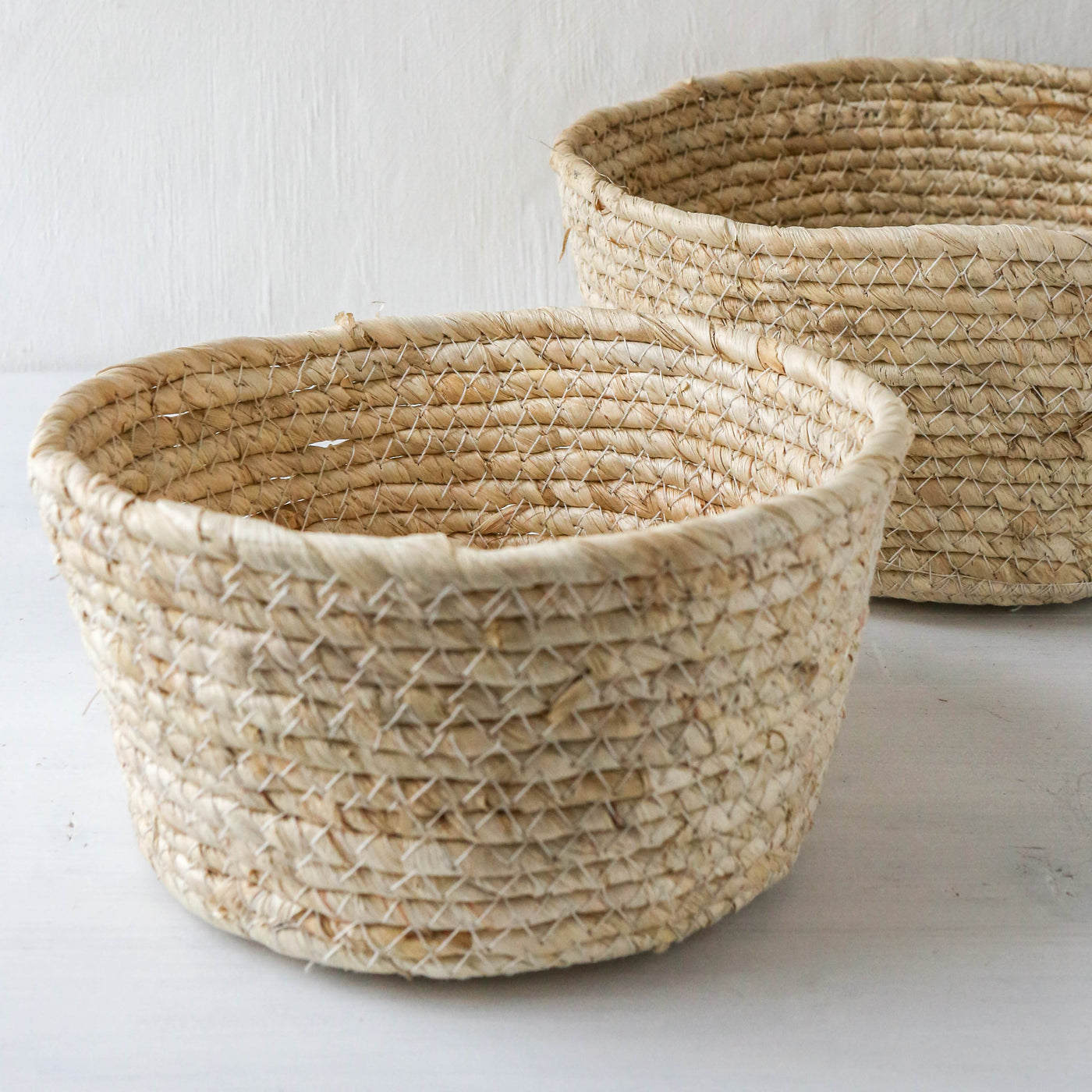 Set of Two Round Woven Baskets